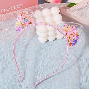 Обруч Вушка котика Квітковий папір Рожевий - Фото 1