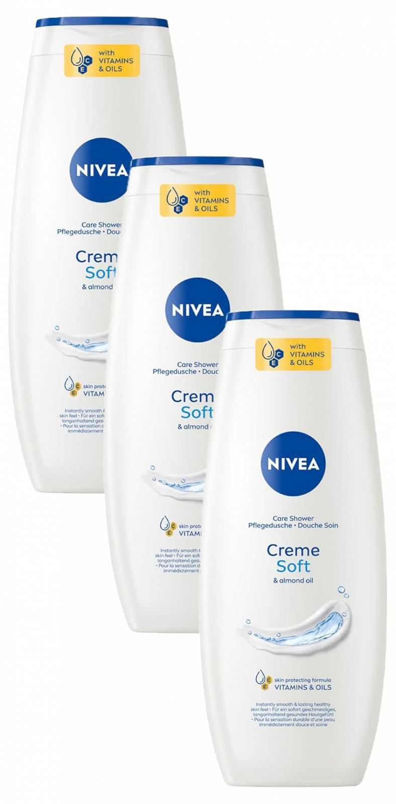 Гель для душа NIVEA Creme Soft с миндальным маслом 500 мл (упаковка из 3 шт.), фото №1