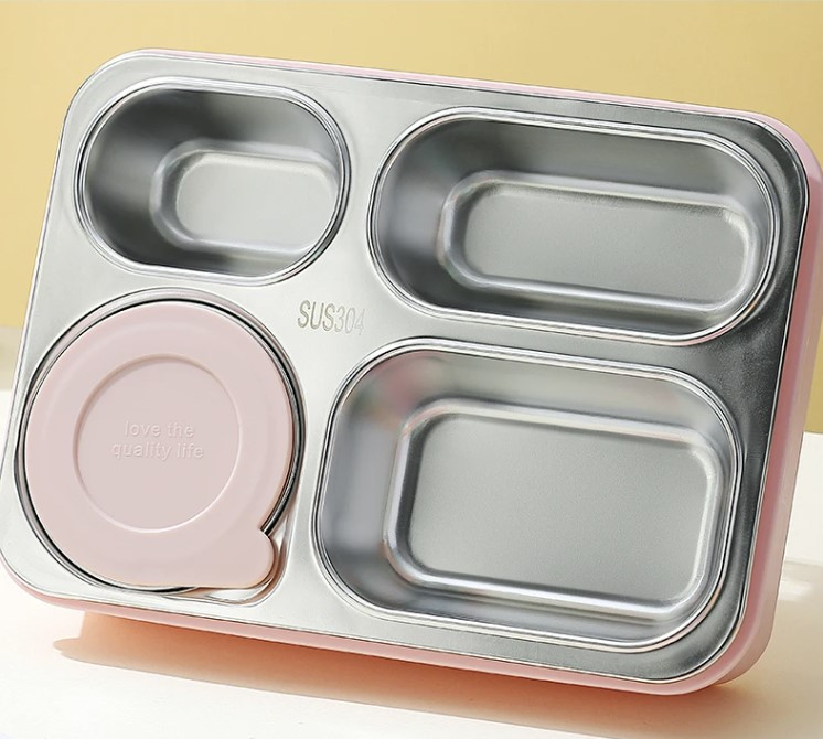 Ланчбокс на 4 герметичных секции с металлической основой супницей Just-M 950 мл розовый, фото №5 Ланчбокс на 4 герметичных секции с металлической основой супницей Just-M 950 мл розовый, фото №5