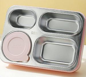 Ланчбокс на 4 герметичных секции с металлической основой супницей Just-M 950 мл фиолетовый synthetic.ua - Фото 1