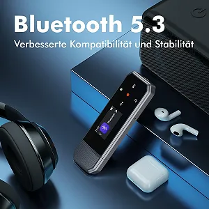 MP3 плеєр портативний 64GB Bluetooth 5.3, запис в один клік, кліпса, FM-радіо, підключення до мобільного телефону, незалежна кнопка гучності synthetic.ua - Фото 1