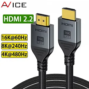 Кабель AVICE HDMI v2.2 16K/60Hz 8K/240Hz 1 метр Grey Ultra High Speed HDR - Фото 1