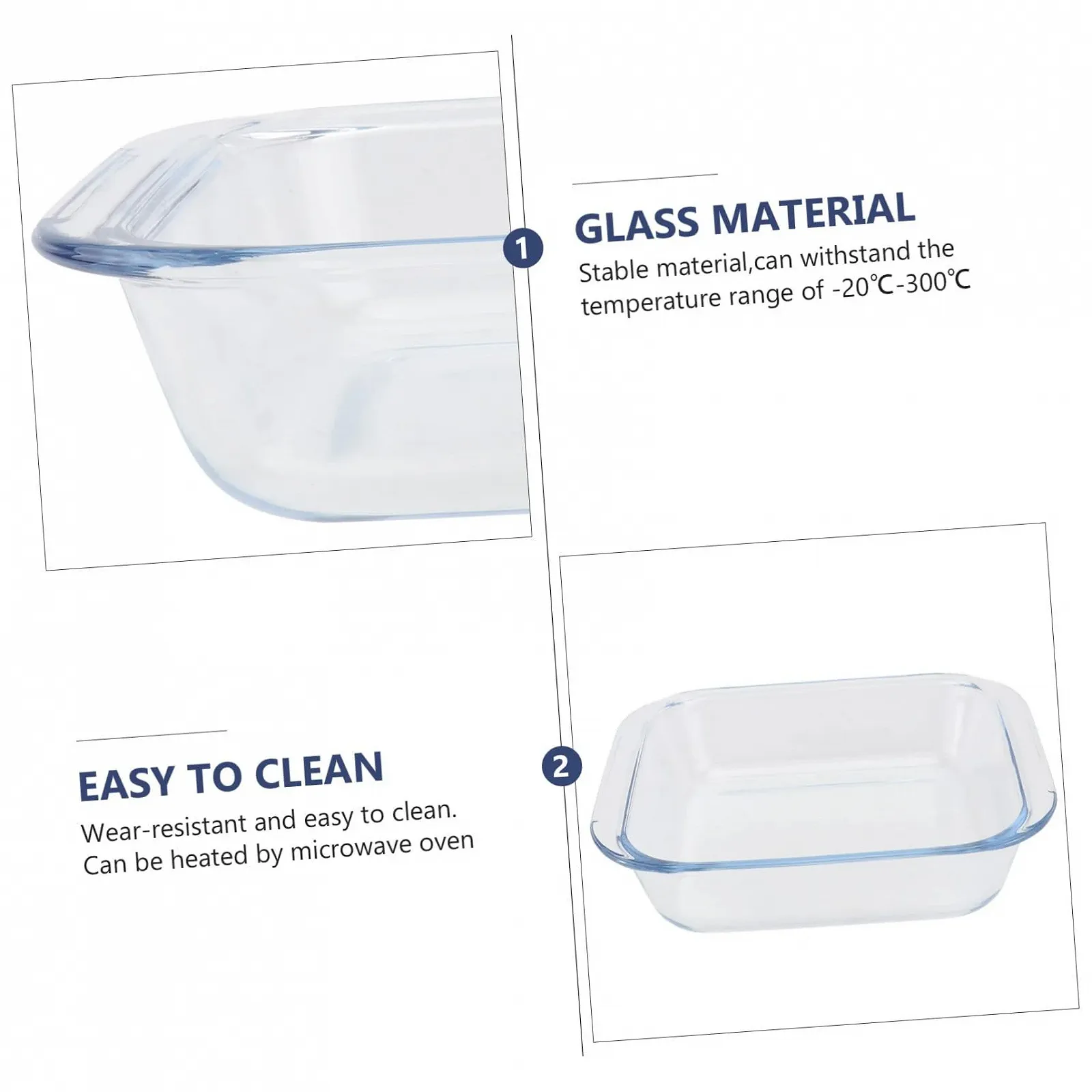 Форма для выпечки iplusmile термостойкая стеклянная прямоугольная для духовки и микроволновой печи, фото №3