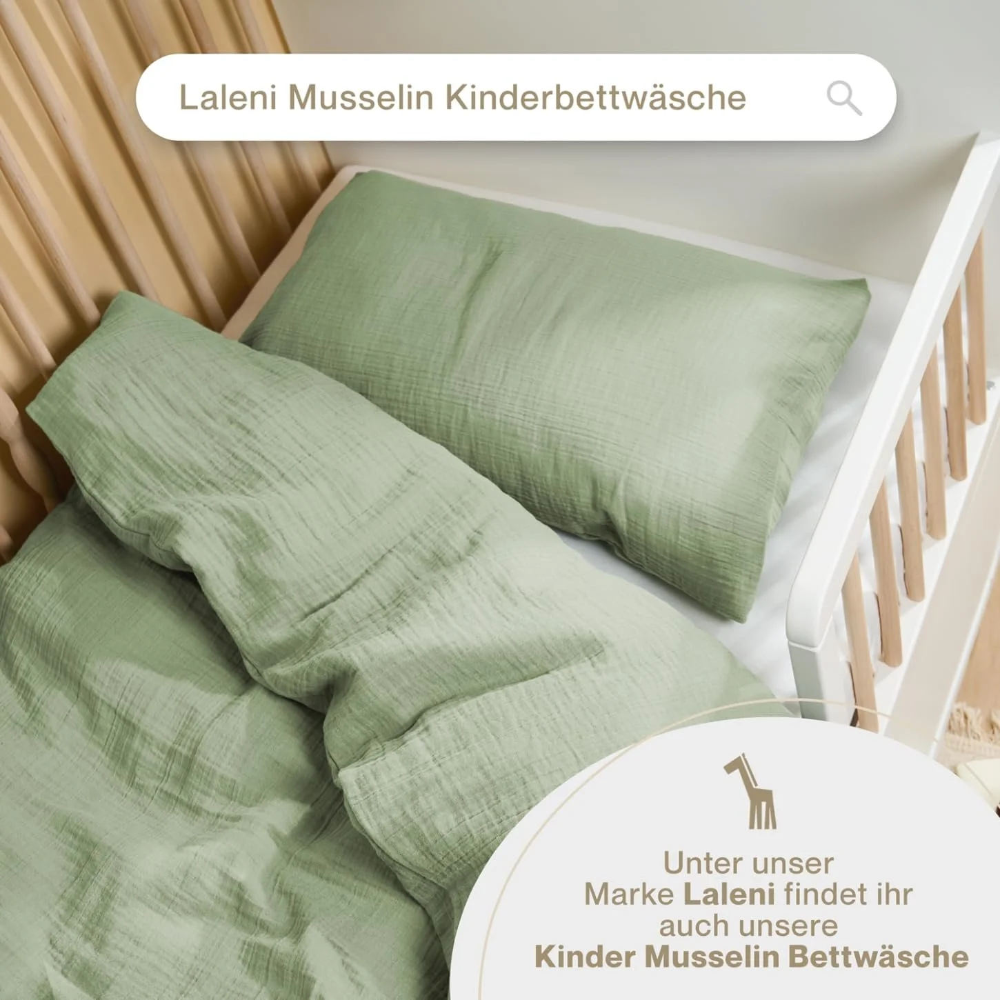 Постільна білизна Blumtal Musselin 135x200 см бавовна OEKO-TEX з наволочкою 80x80 см зелена, фото №7