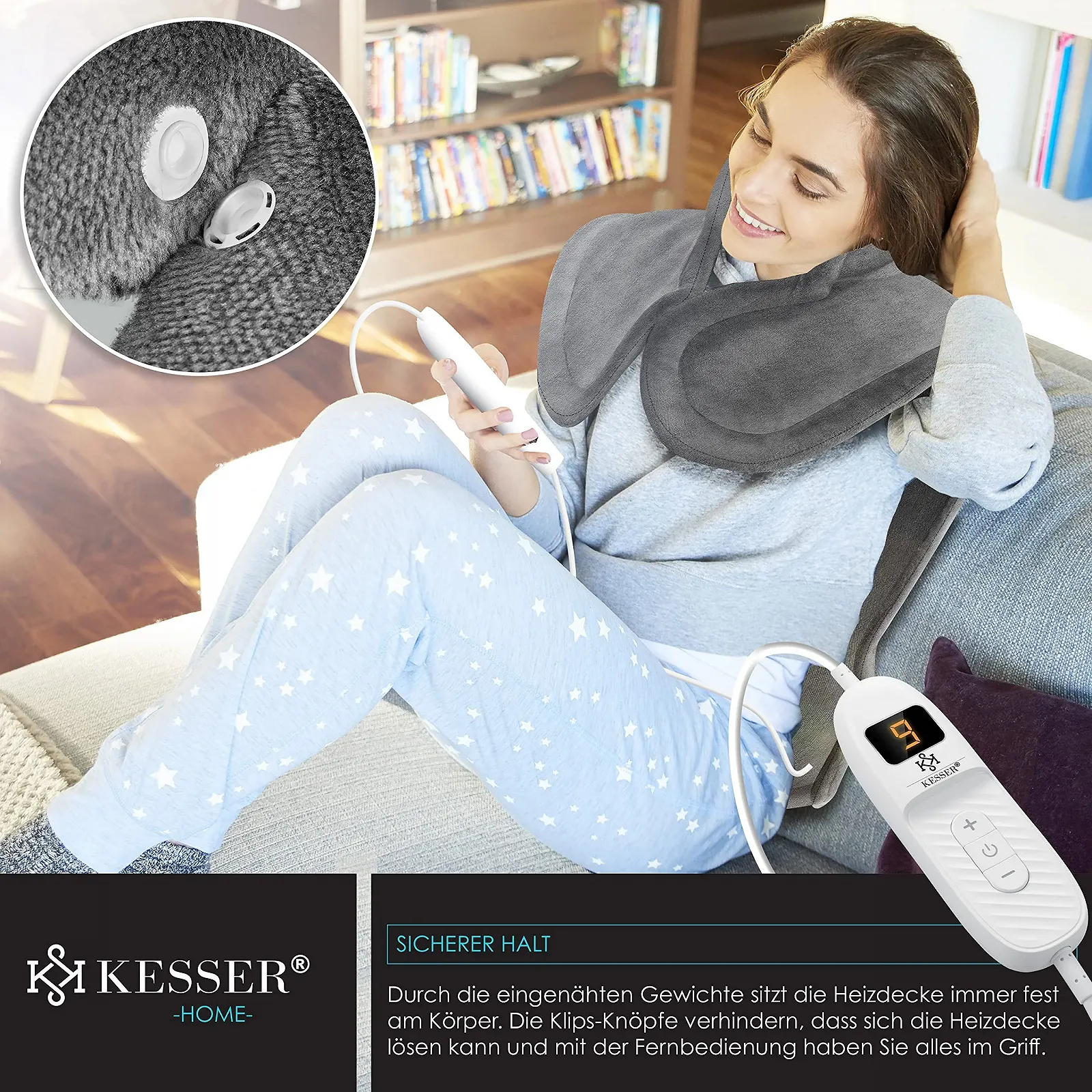 Електрична ковдра грілка KESSER 9 налаштувань тепла 60 x 85 см, фото №4 Електрична ковдра грілка KESSER 9 налаштувань тепла 60 x 85 см, фото №4