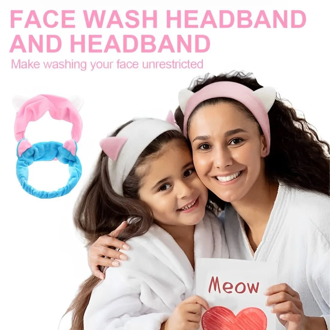 Набір пов'язок для волосся 8 шт Котячі вушка Рожевий, фото №5