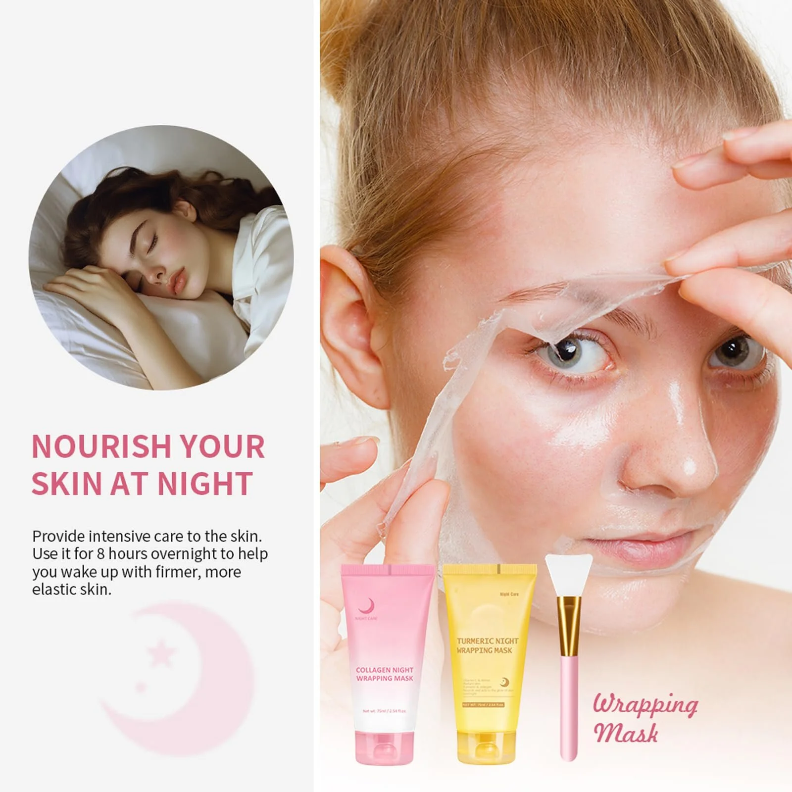 Маска для обличчя Нічна з ефектом сяйва та набір пензлів, фото №6