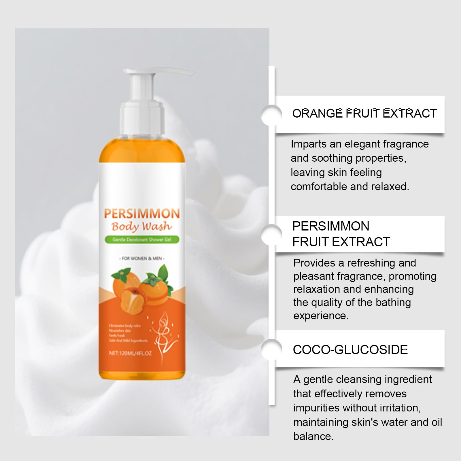 Гель для душу Persimmon з екстрактом хурми від запаху тіла 2 шт., фото №6