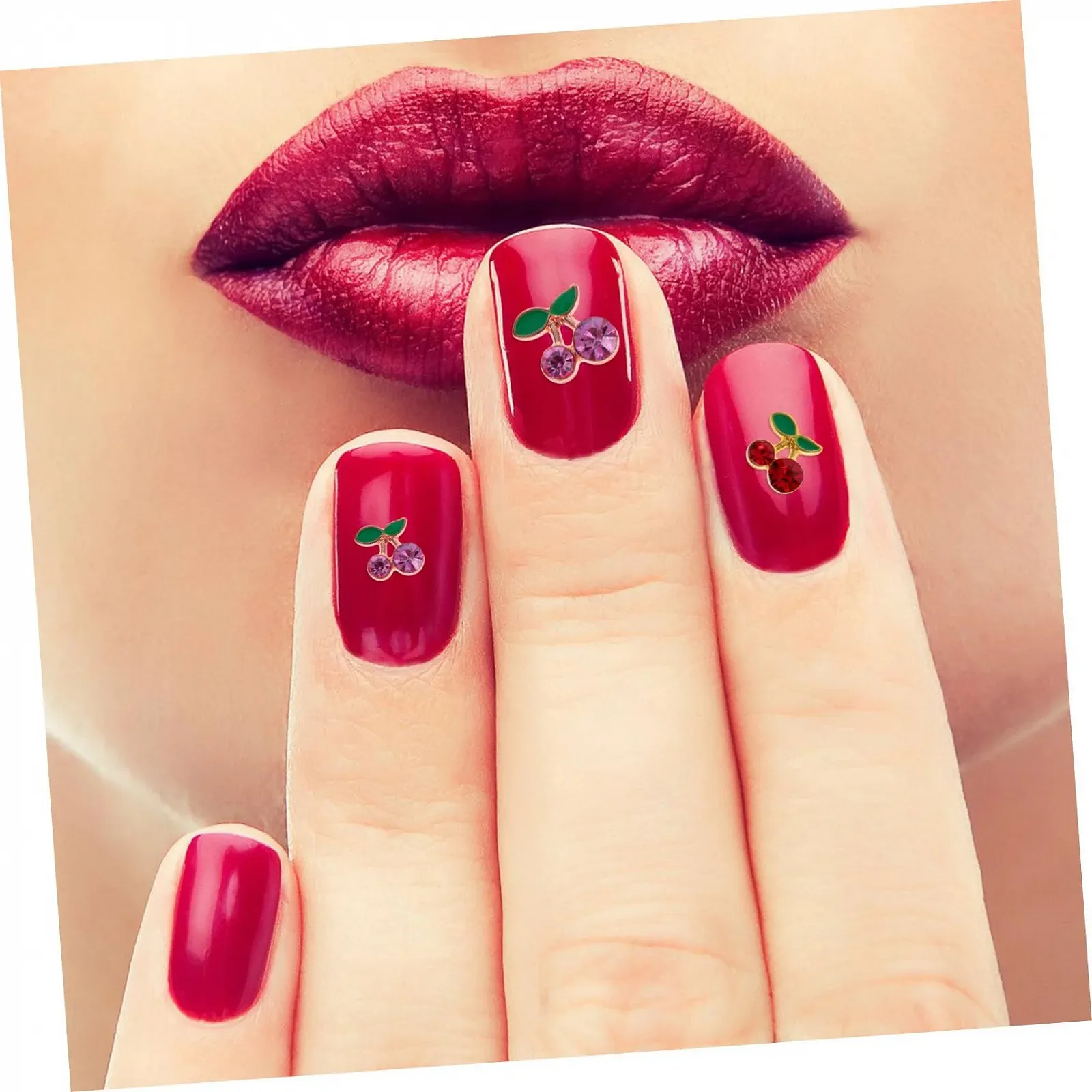 Украшения для ногтей Вишня Healeved Золотые Стразы для ногтей Вишня Самоцветы для ногтей Осенние ногти Рождественское украшение Красные Стразы для ногтей Подвески для ногтей, пачка из 128 штук, фото №5