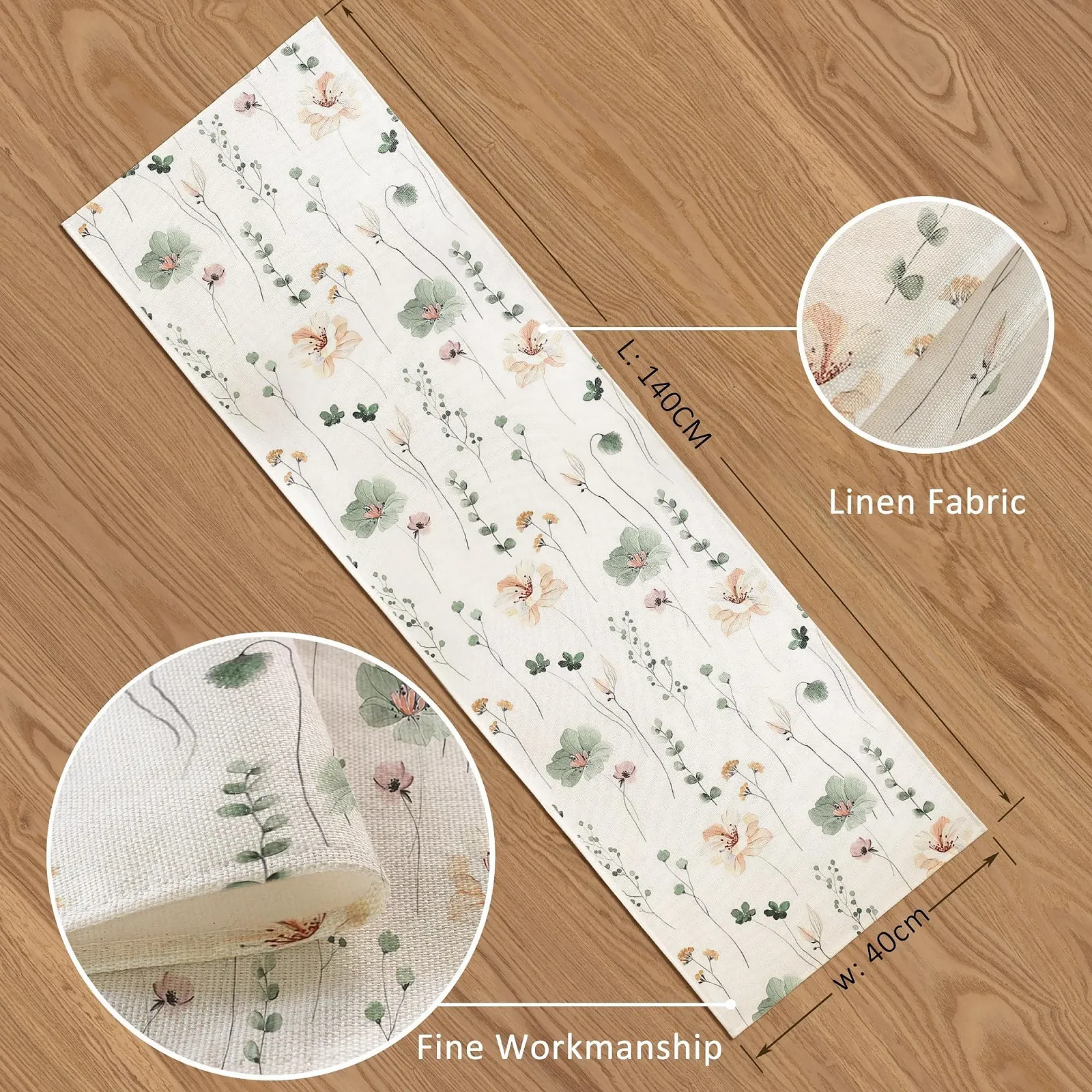 Ранер YCOLL Decorative Summer Plants Flowers водовідштовхувальна що миється 40 x 140 см, фото №7 Ранер YCOLL Decorative Summer Plants Flowers водовідштовхувальна що миється 40 x 140 см, фото №7