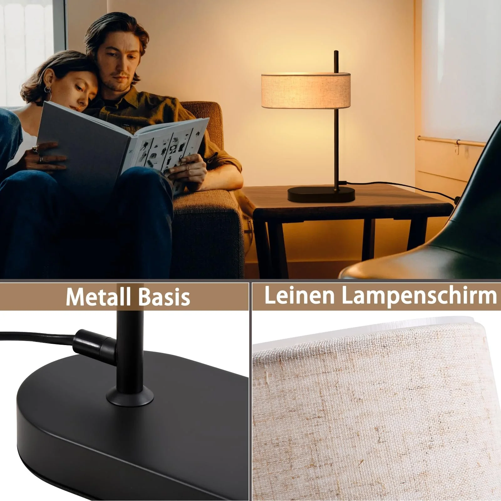 Настільна лампа CBJKTX Bedside Lamp Vintage E14 набір із 2 шт. чорна, фото №6