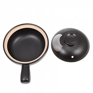 Керамическая кастрюля IMIKEYA с крышкой и одной ручкой термостойкая для риса и тушения Маленькая Белая - Фото 1