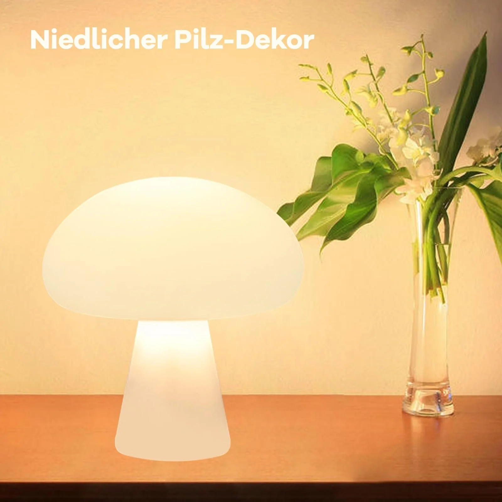 Настільна лампа Гриб Бездротова Сенсорна 3 кольори 25 см Біла, фото №5