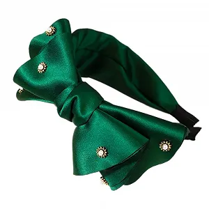 Обруч атласный однотонный с большим бантом, широкий. - Фото 1