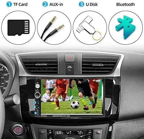 Автомагнітола Podofo / 7" / Сенсорна / Bluetooth / USB / AUX / FM / TF slot / 2DIN, фото №4