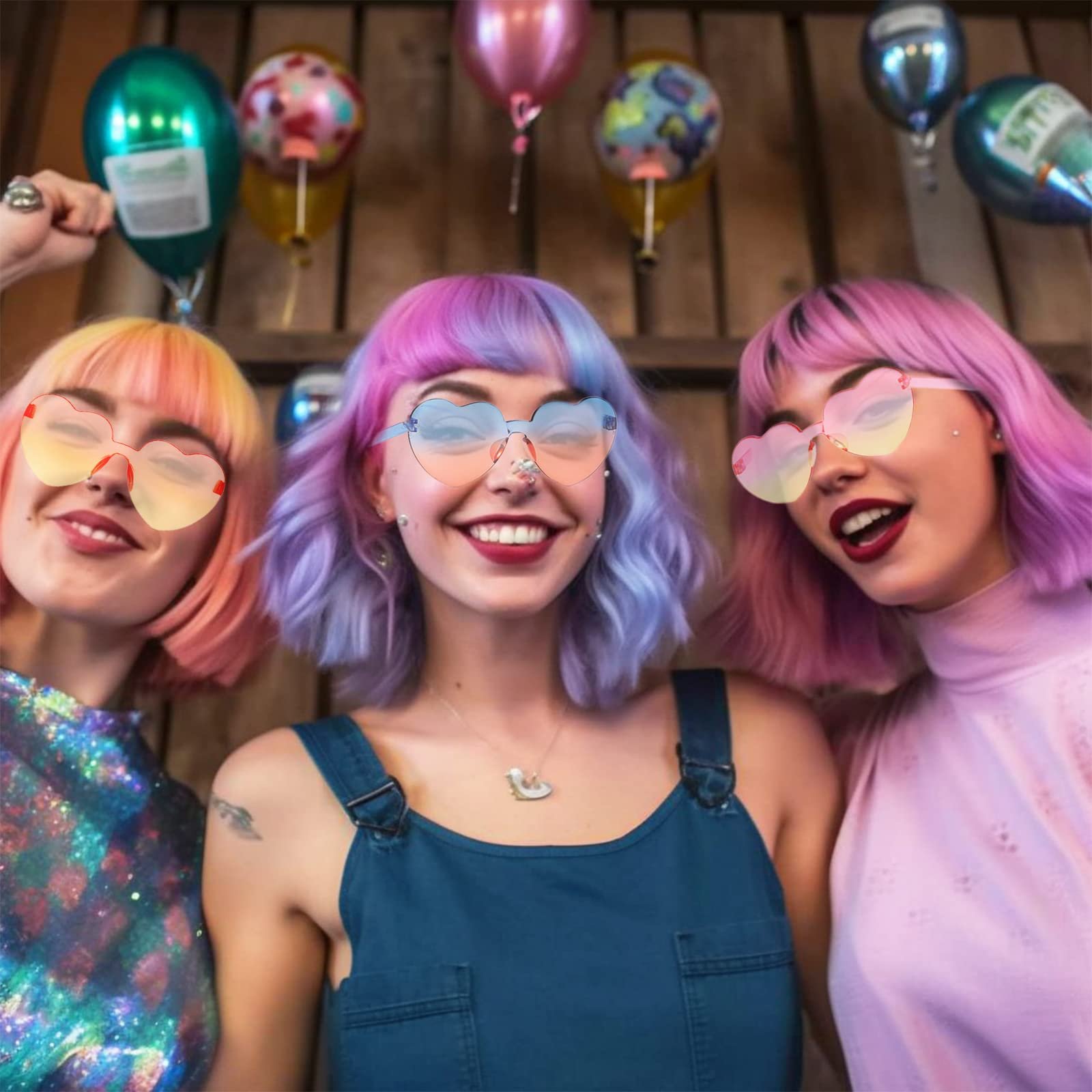 Солнцезащитные очки Сердце JIANGLAI Винтаж 90-х Цветные, фото №6