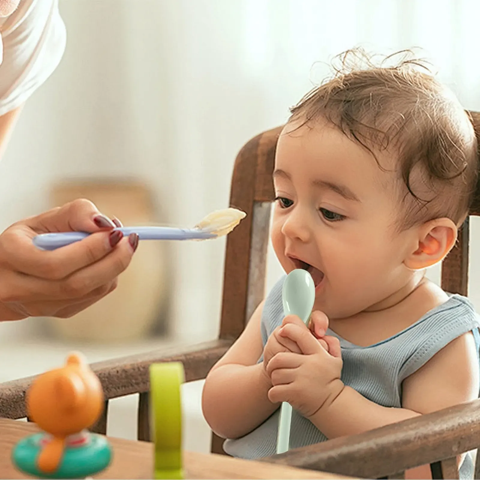 Набір із 5 пластикових ложок для яєць, довгі, фото №4