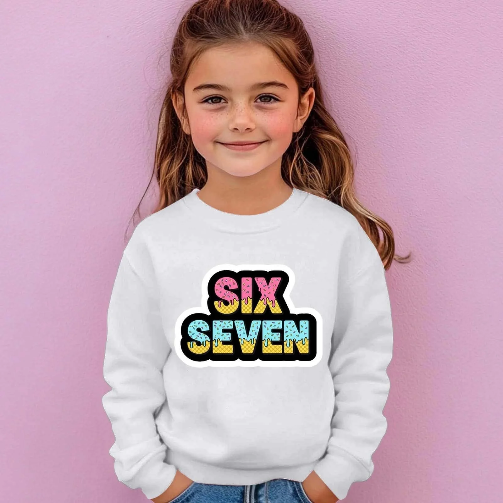 Вільний світшот для дівчинки з принтом, довгими рукавами, фото №5