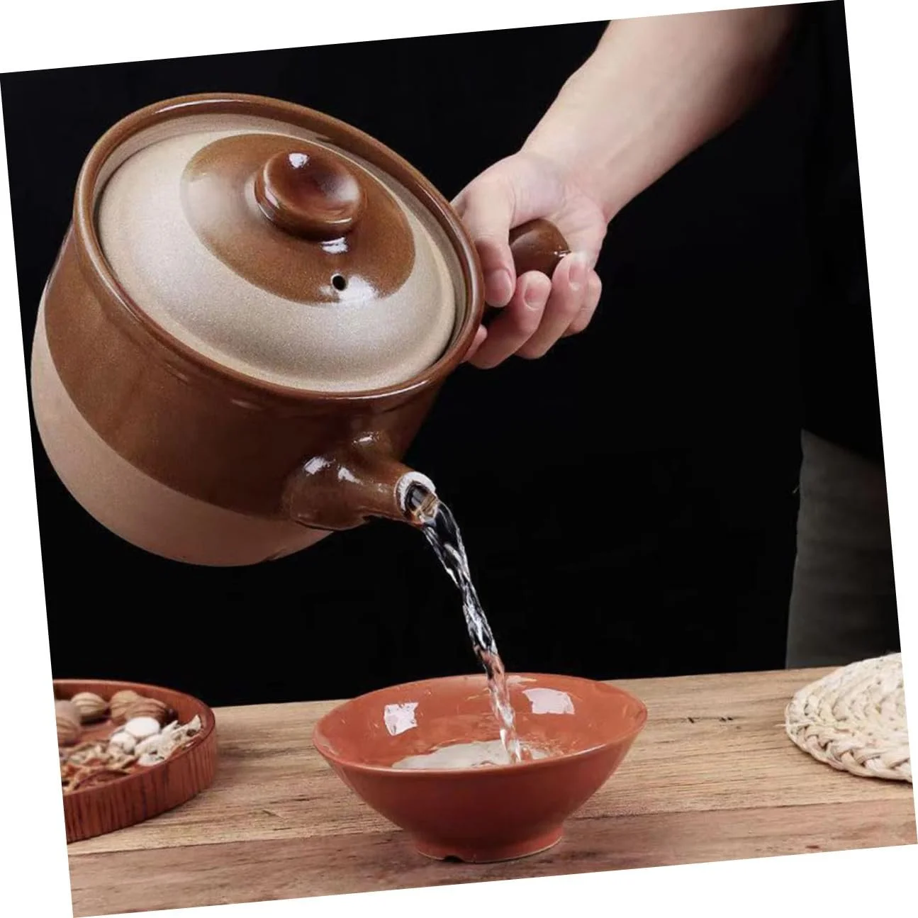 Кастрюля керамическая жаропрочная каменная для китайской медицины и супа маленькая, фото №4