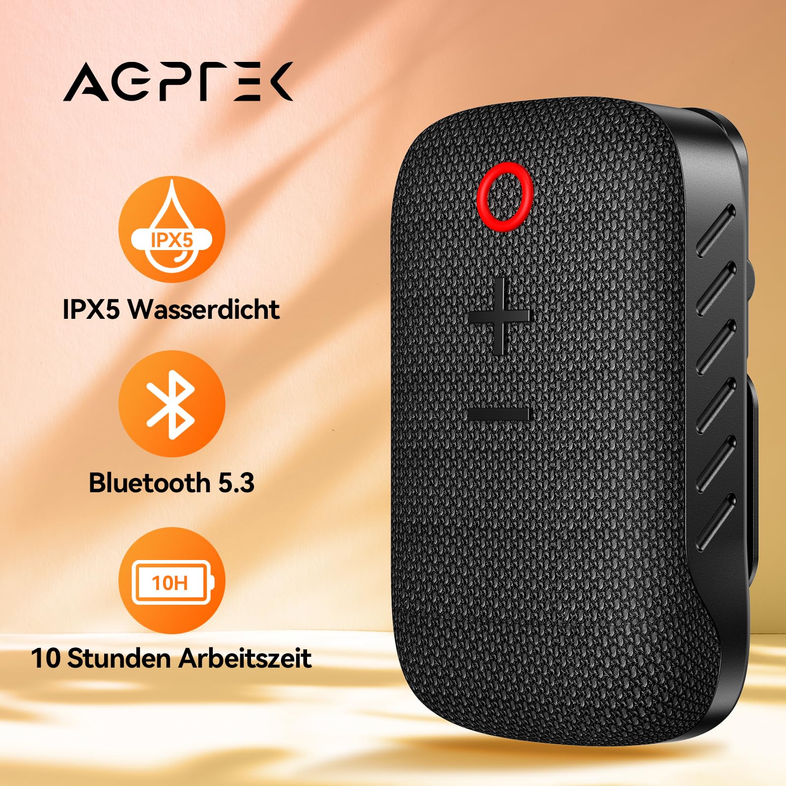 Портативна Bluetooth-колонка AGPTEK Чорний, фото №2