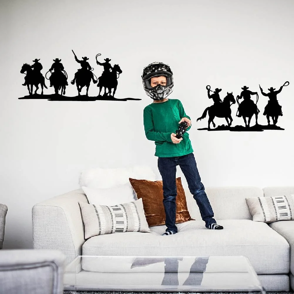 Наклейки на стіну SUPERDANT Western Cowboy Riding Silhouettes 2 шт. 57 x 35 см, фото №5 Наклейки на стіну SUPERDANT Western Cowboy Riding Silhouettes 2 шт. 57 x 35 см, фото №5
