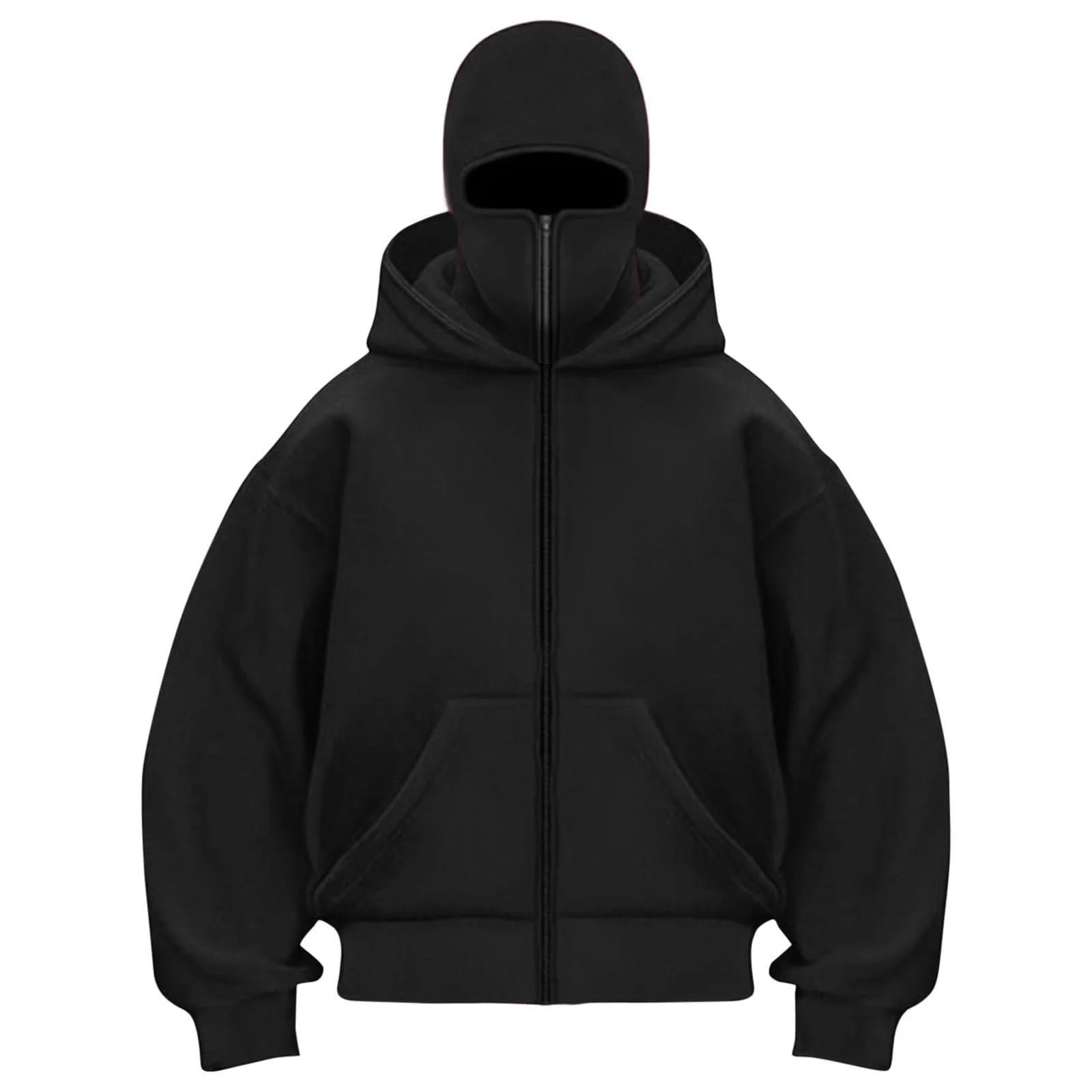 Детская толстовка с капюшоном на молнии и балаклавой Generic Ninja, однотонная базовая теплая балаклава для мальчиков и девочек-подростков с молнией и карманом, свободная толстовка Y2K, топы, фото №2 Детская толстовка с капюшоном на молнии и балаклавой Generic Ninja, однотонная базовая теплая балаклава для мальчиков и девочек-подростков с молнией и карманом, свободная толстовка Y2K, топы, фото №2