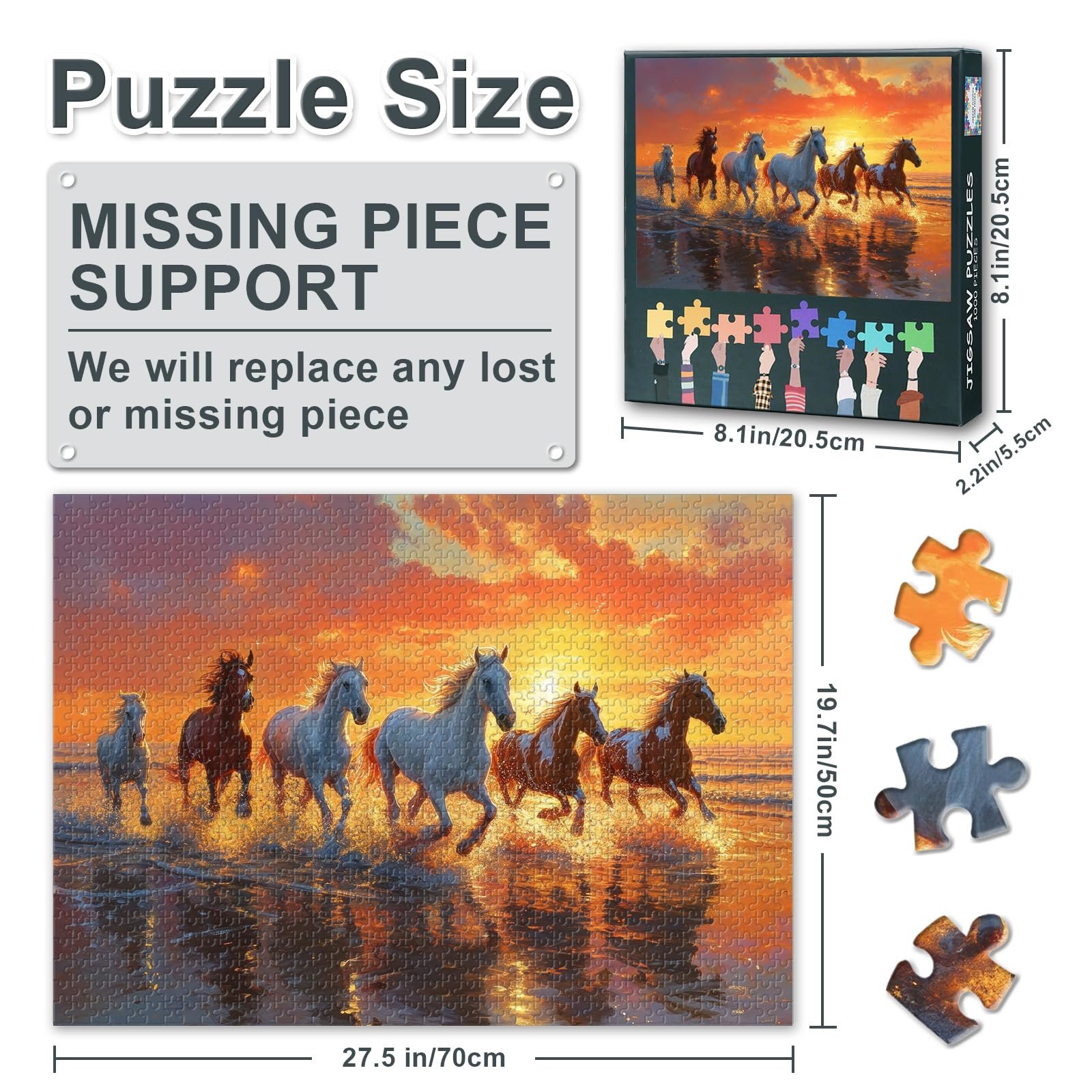 Пазл Horse Sunset Beach 1000 елементів 70 x 50 см, фото №3