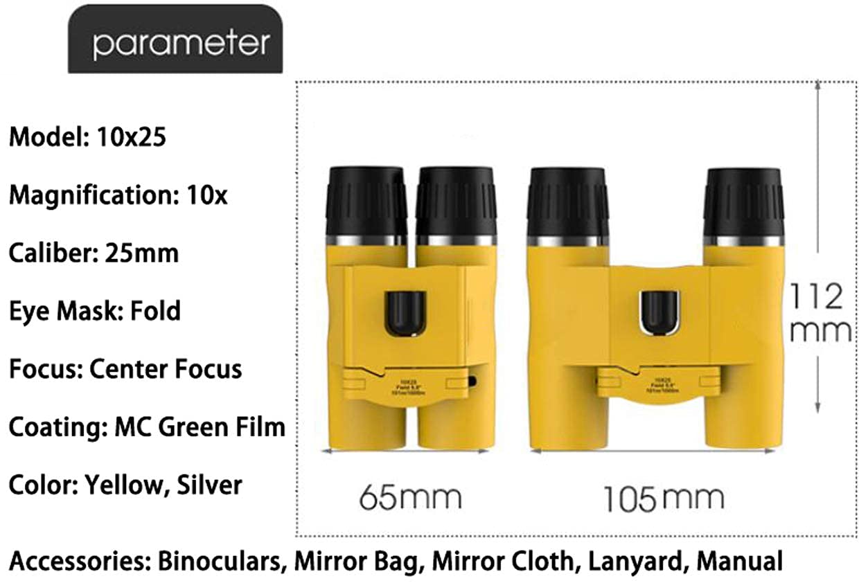 Бинокль Spacmirrors 10x25 для детей портативный водонепроницаемый HD с двойной фокусировкой с многослойными покрытыми линзами для мобильного телефона наблюдения за птицами охота походы кемпинг, фото №3