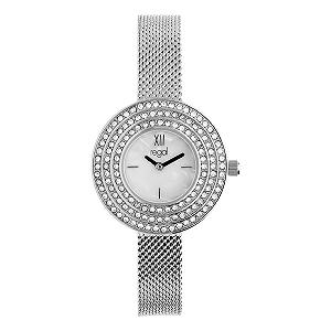 Женские часы Lucardi Regal серебряного цвета с тремя рядами кубического циркония, сплав, серебристый цвет, 29.10 мм - Фото 1