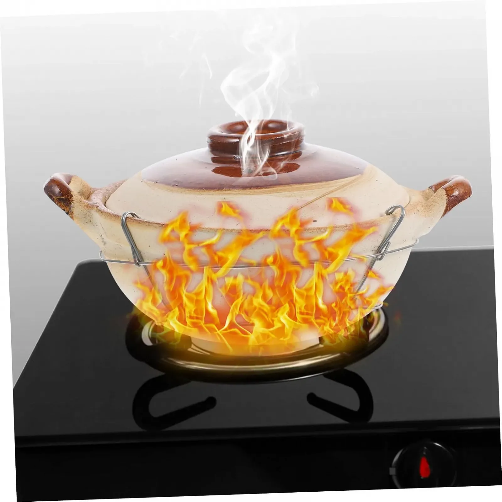 Горшок глиняный керамический с ручкой жаростойкий для тушения и риса, фото №7