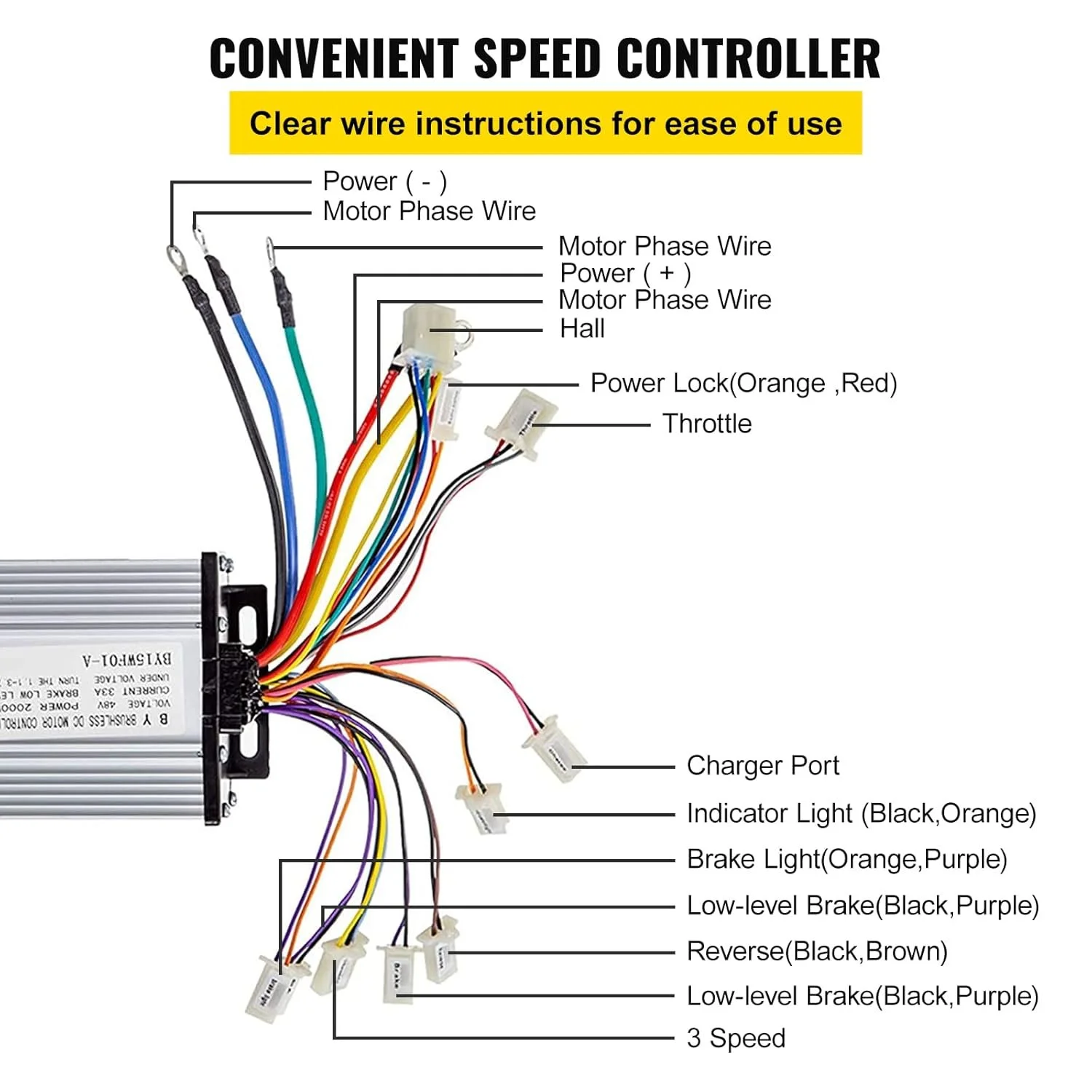 Безщітковий двигун VEVOR MY1020D / 1800 Вт / 48 В / T8F-9T Зірочка / Алюміній / Сріблястий, фото №6 Безщітковий двигун VEVOR MY1020D / 1800 Вт / 48 В / T8F-9T Зірочка / Алюміній / Сріблястий, фото №6
