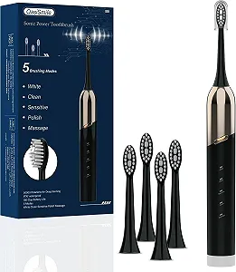 Електрична зубна щітка OasiSmile WL-T1006 50 000 VPM Dupont 5 режимів IPX7 Чорна - Фото 1