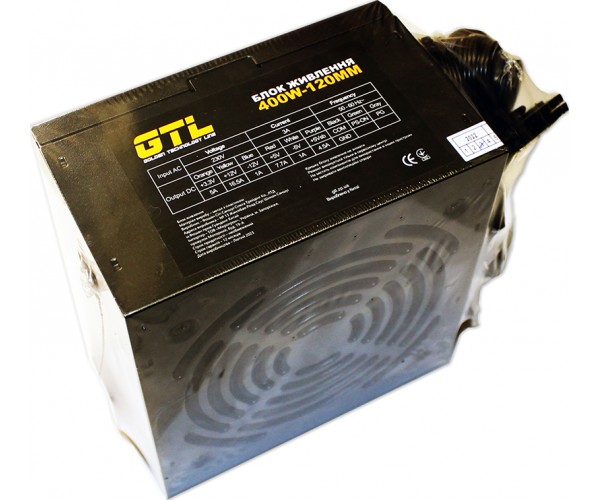 Блок живлення 400 Вт GTL Black 120 мм 2xMolex/2xSATA/1x6-pin/1x4-pin/1x20+4-pin (GTL-400-120), фото №5