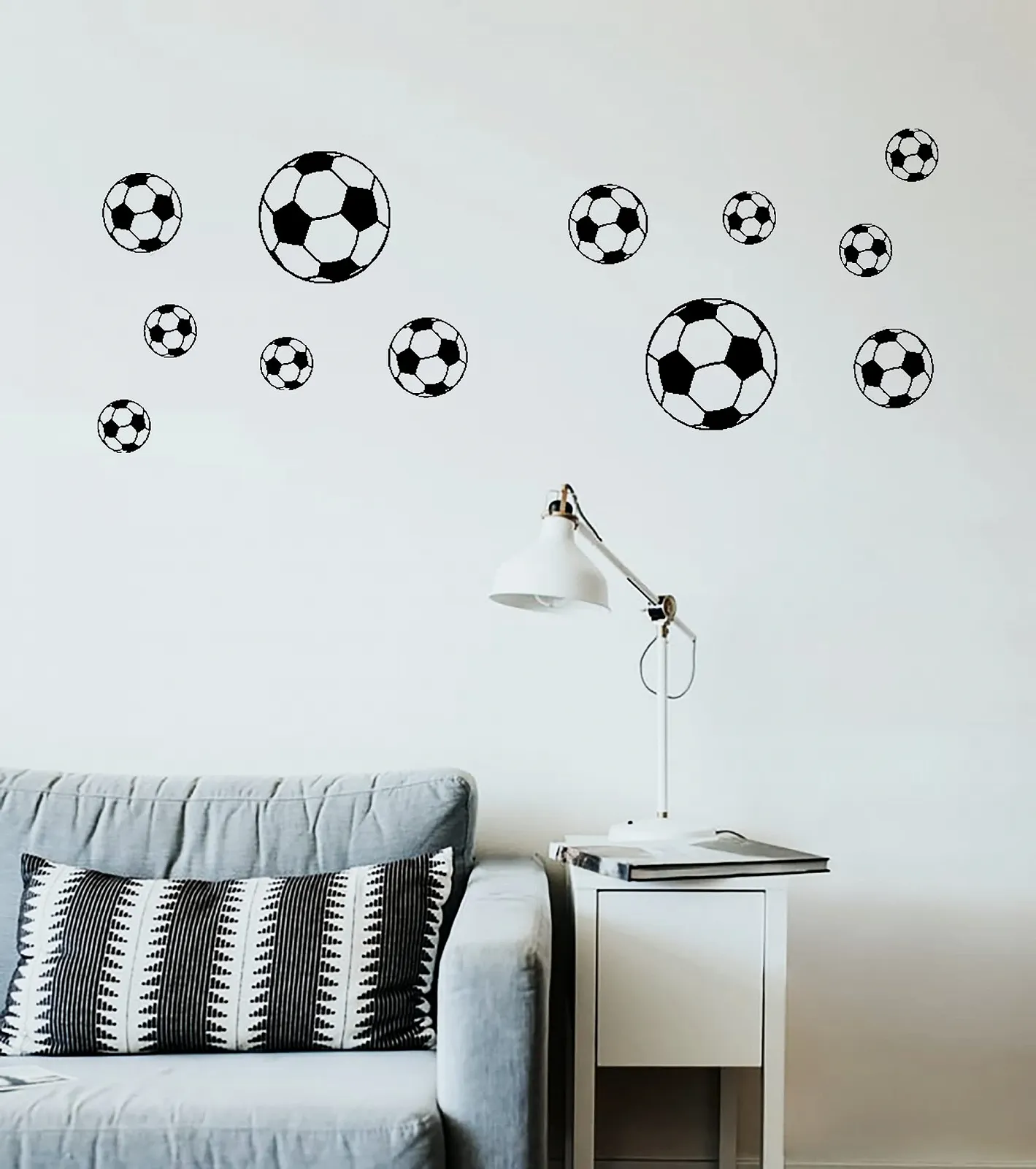 Наклейки на стіну Footballs Collection 12 шт. Плівка Oracal Чорний, фото №4