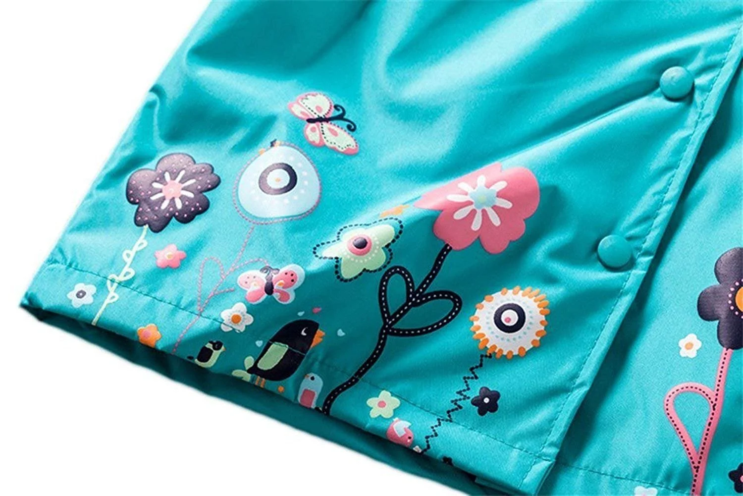 Водонепроникна дощова куртка для дівчаток Baotung з капюшоном і квітковим візерунком, фото №4