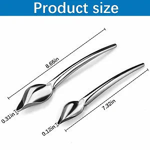 Набор из 2 декоративных ложек из нержавеющей стали с прецизионными наконечниками DIY Кулинарные ложки для рисования Ложки для украшения тарелок Шоколад Торт Десерт synthetic.ua - Фото 1