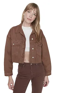 Джинсовая куртка TRENDYOL Стандартная Однотонная - Фото 1