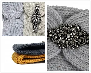 Вязаная повязка на голову с Rhinestone грелка для ушей synthetic.ua - Фото 1