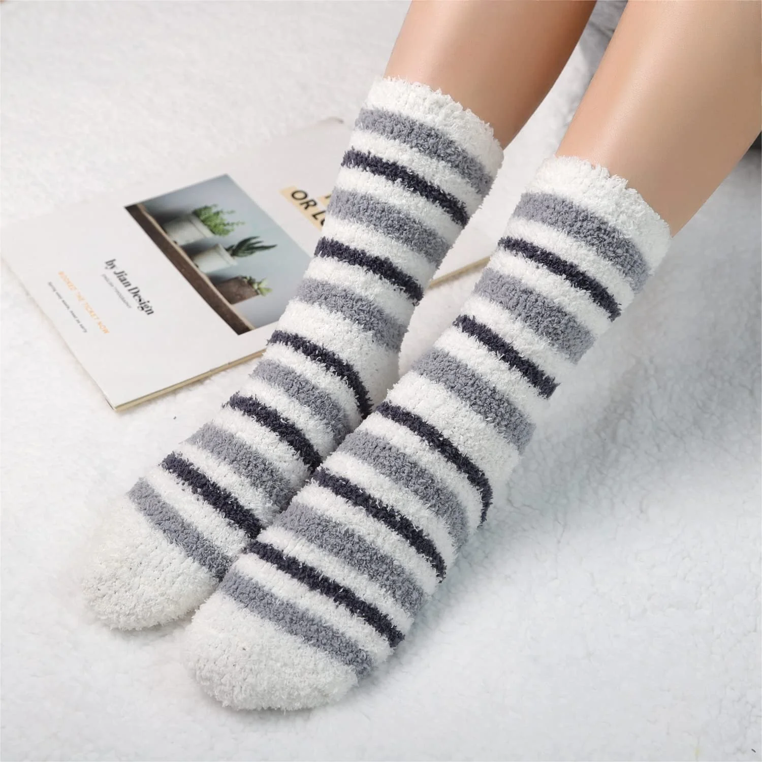 Пушистые носки для женщин, толстые мягкие носки для сна, теплые зимние пушистые носки, фото №2