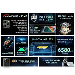 Защищенный смартфон Blackview BV5300 Pro 7GB+64GB 6580mAh Black synthetic.ua - Фото 1