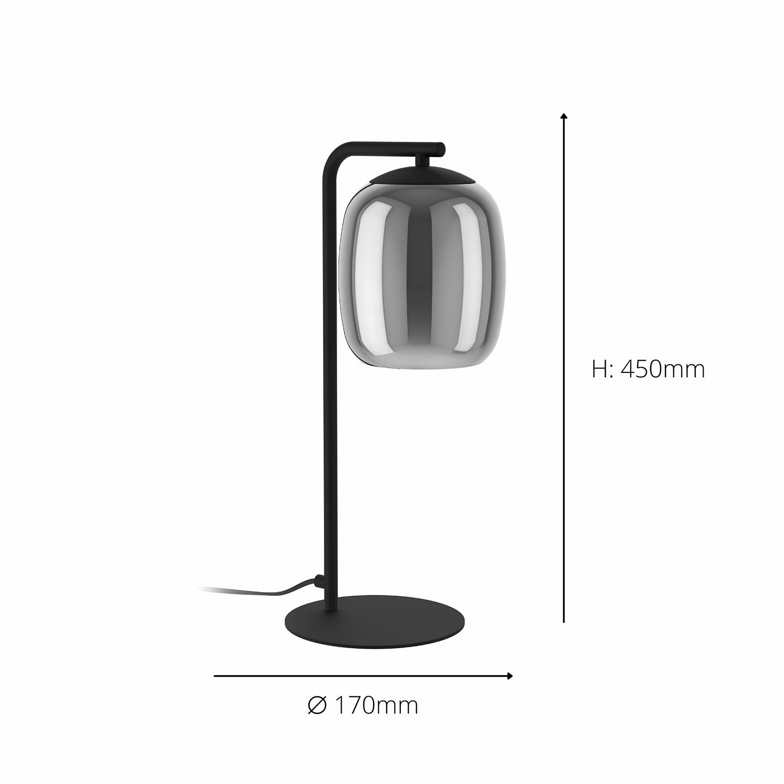 Настільна лампа EGLO Ciampino металева з димчастим склом E27 45 см Чорна/Сіра, фото №3