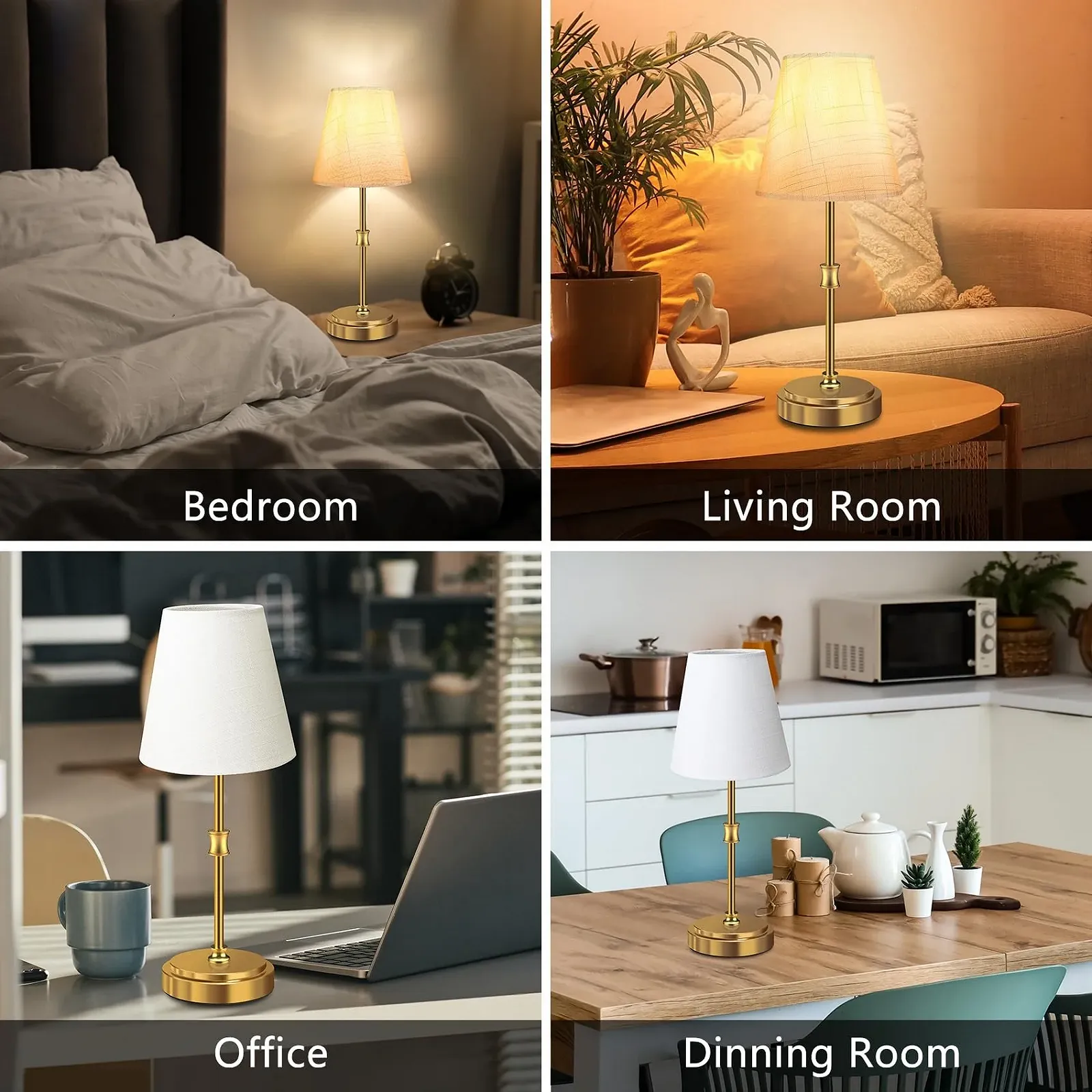 Настільні лампи Totofac Bedside Lamp сенсорні димовані (набір 2 шт.) LED E14 Білий / Золотий, фото №5