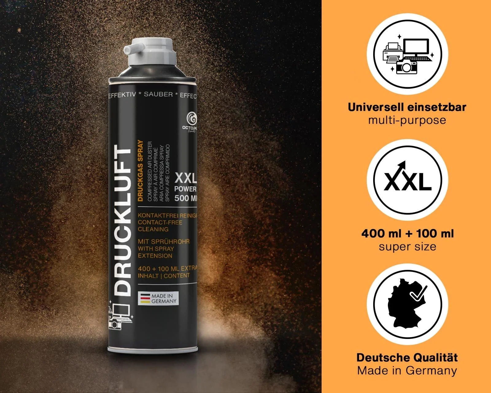 Спрей зі стисненим повітрям OCTOPUS 500 мл, фото №2