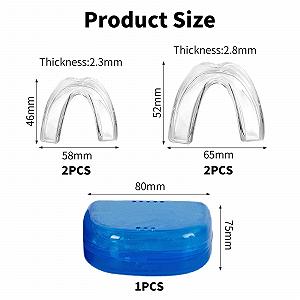 Капа Нічна від бруксизму і скреготу зубів, 4 шт в упаковці, 2 розміри, з боксом для зберігання, багаторазового використання для дорослих synthetic.ua - Фото 1