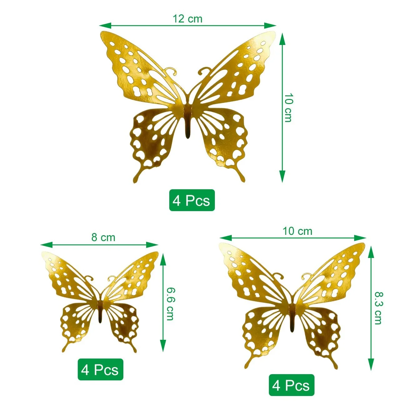 3D наклейки на стіну Метелики 12 шт. Золотий, фото №5