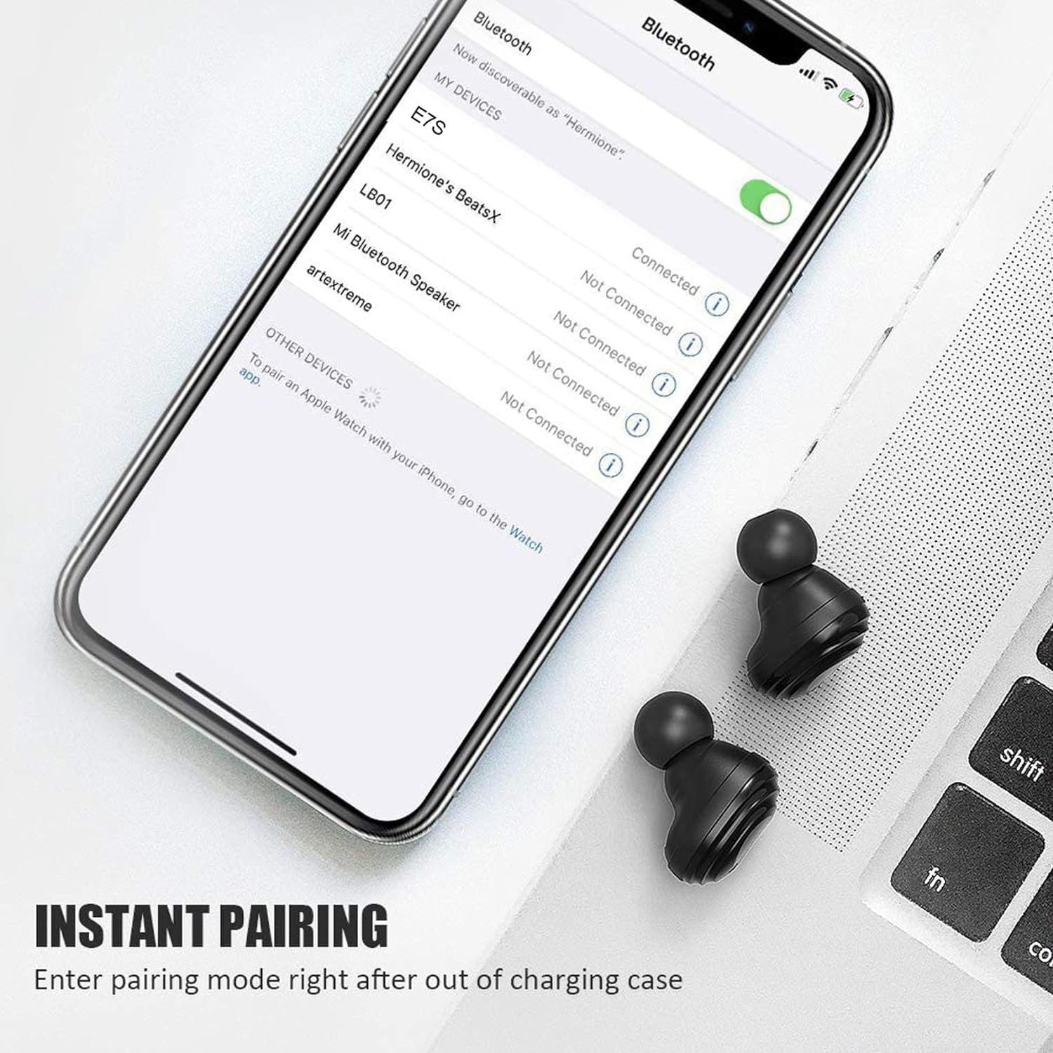 Наушники Bluetooth AQSQWQ Беспроводные 5.0 Вкладыши с 4 микрофонами для активного шумоподавления Черный, фото №5