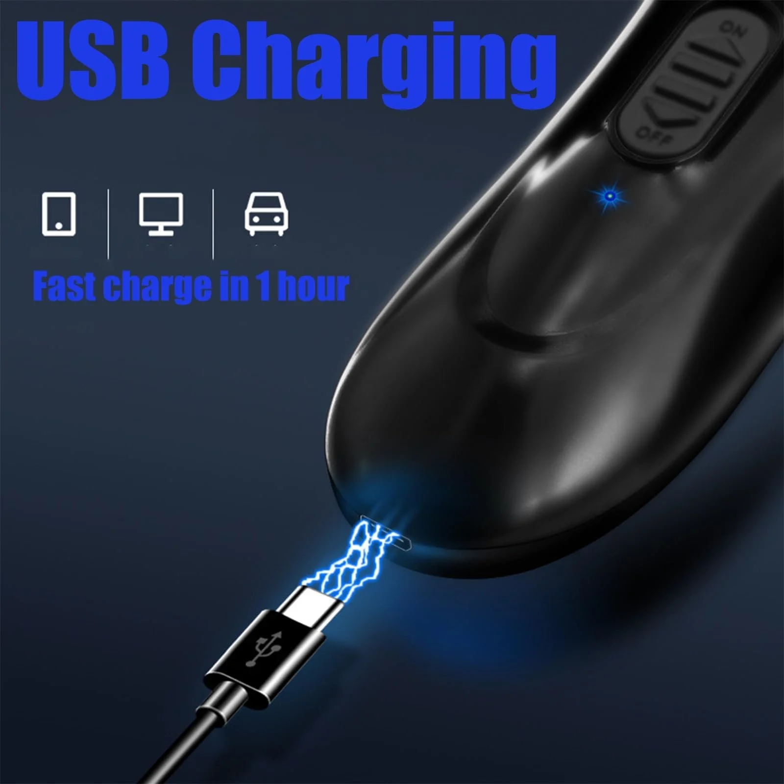 Електробритва USB 3 в 1 з відкидним тримером Чорна, фото №3