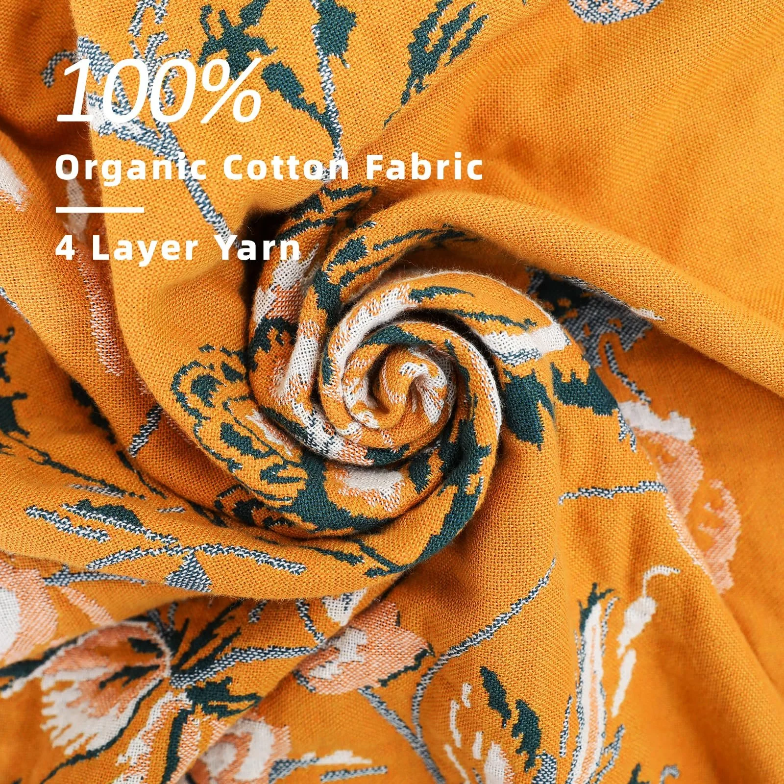 Покривало VANJOROY Богемний стиль Великий 100% органічна бавовна М'який Двосторонній 200x230см Жовтий, фото №5