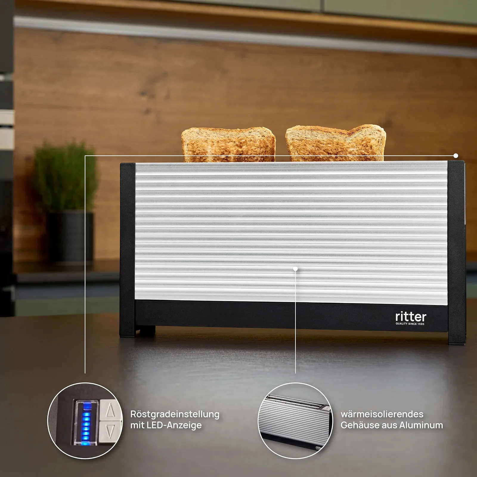 Тостер з довгим слотом ritter volcano 3 з насадкою для булочок, фото №4