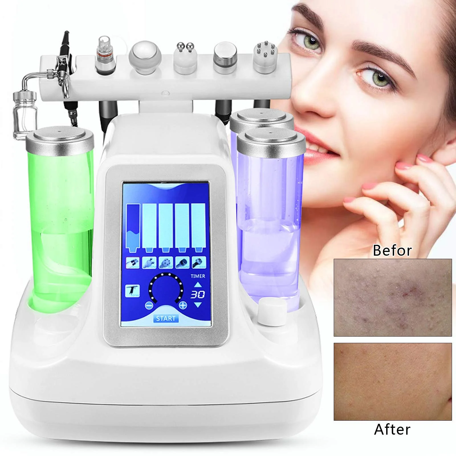 Косметологічний апарат 6 в 1 Hydrofacial Aquafacial Воднево-кисневий Пілінг Омолодження, фото №8